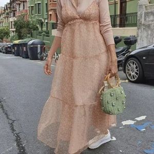 NWT ZARA ORGANZA FLORAL VOLUMINOUS MAXI DRESS 🌸🌺